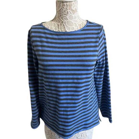LL bean cozy cabincore blue striped long sleeve top- women’s size medium-EUC - Picture 1 of 7